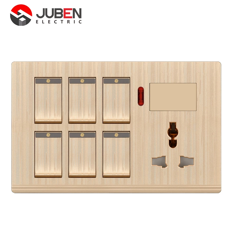 6 GANG SWITCH + MF SOCKET AND INDICATOR WITH DIMMER PROVISION