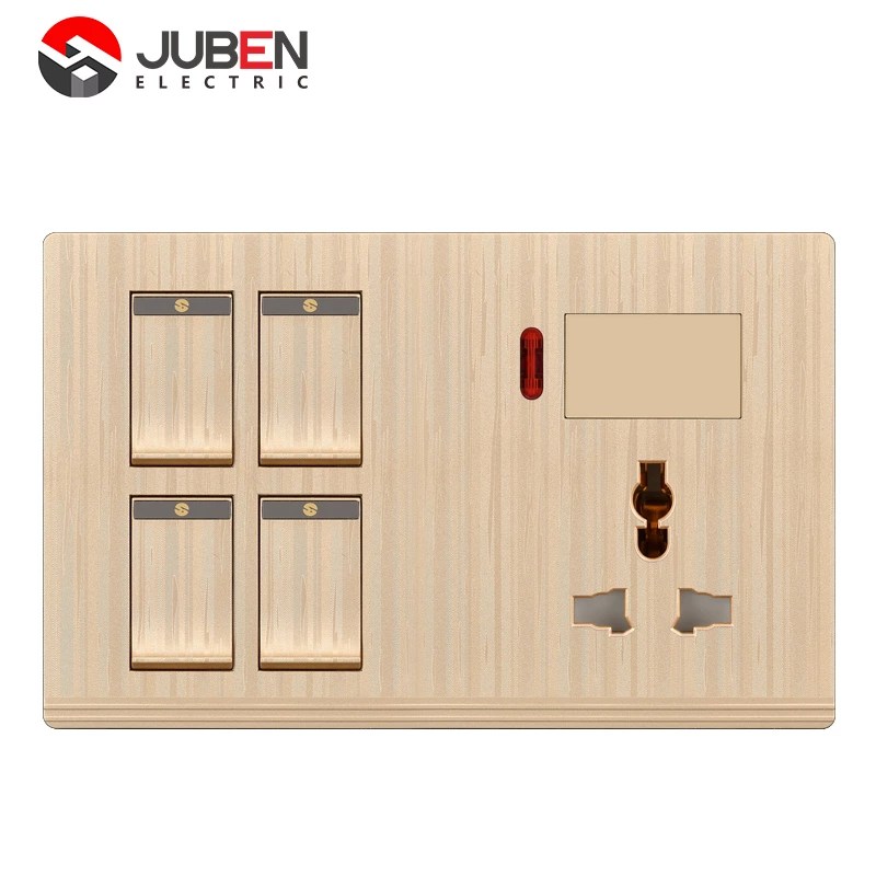 4 GANG SWITCH + MF SOCKET AND INDICATOR WITH DIMMER PROVISION
