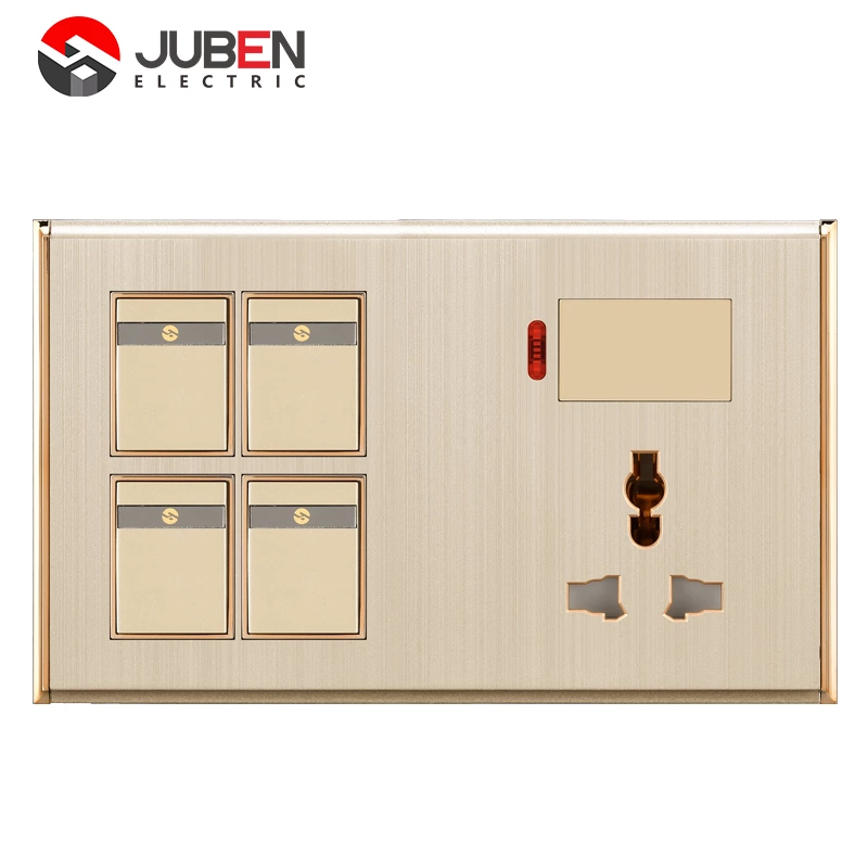 4 GANG SWITCH + MF SOCKET AND INDICATOR WITH DIMMER PROVISION