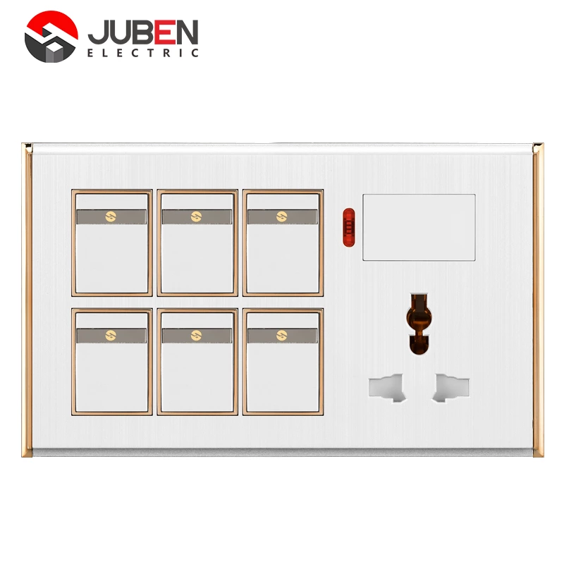 6 GANG SWITCH + MF SOCKET AND INDICATOR WITH DIMMER PROVISION