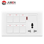 6 GANG SWITCH MF SOCKET AND INDICATOR WITH DIMMER PROVISION