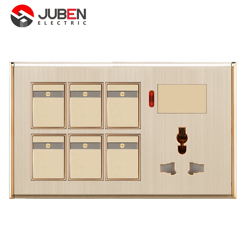 6 GANG SWITCH + MF SOCKET AND INDICATOR WITH DIMMER PROVISION