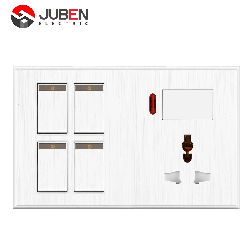 4 GANG SWITCH MF SOCKET AND INDICATOR WITH DIMMER PROVISION