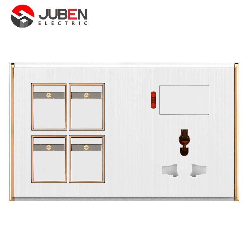 4 GANG SWITCH + MF SOCKET AND INDICATOR WITH DIMMER PROVISION