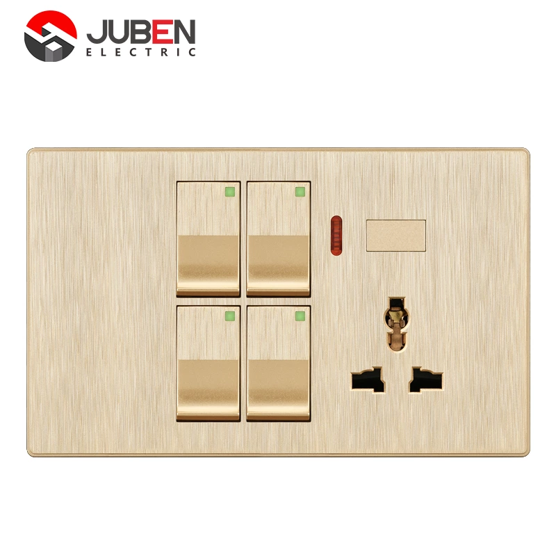 4 GANG SWITCH + MF SOCKET AND INDICATOR WITH DIMMER PROVISION