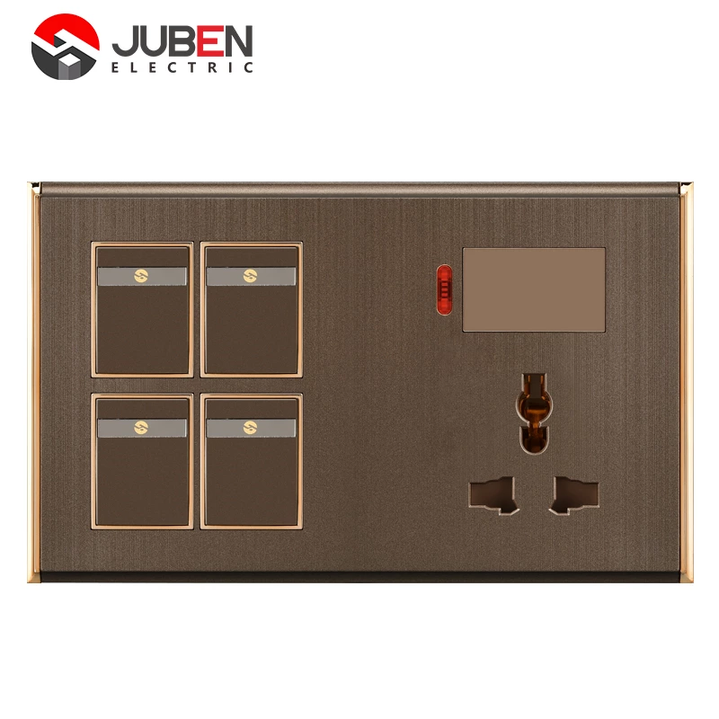 4 GANG SWITCH + MF SOCKET AND INDICATOR WITH DIMMER PROVISION