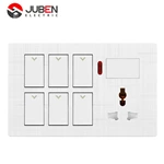 6 GANG SWITCH + MF SOCKET AND INDICATOR WITH DIMMER PROVISION