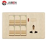 6 GANG SWITCH + MF SOCKET AND INDICATOR WITH DIMMER PROVISION