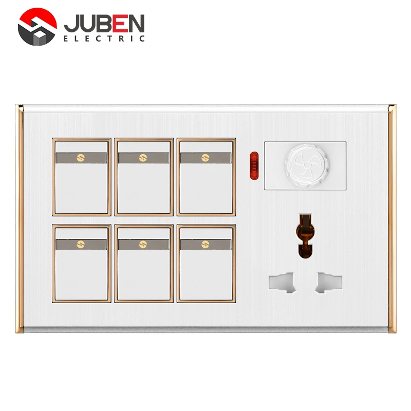 6 GANG SWITCH MFSOCKET AND INDICATOR WITH DIMMER