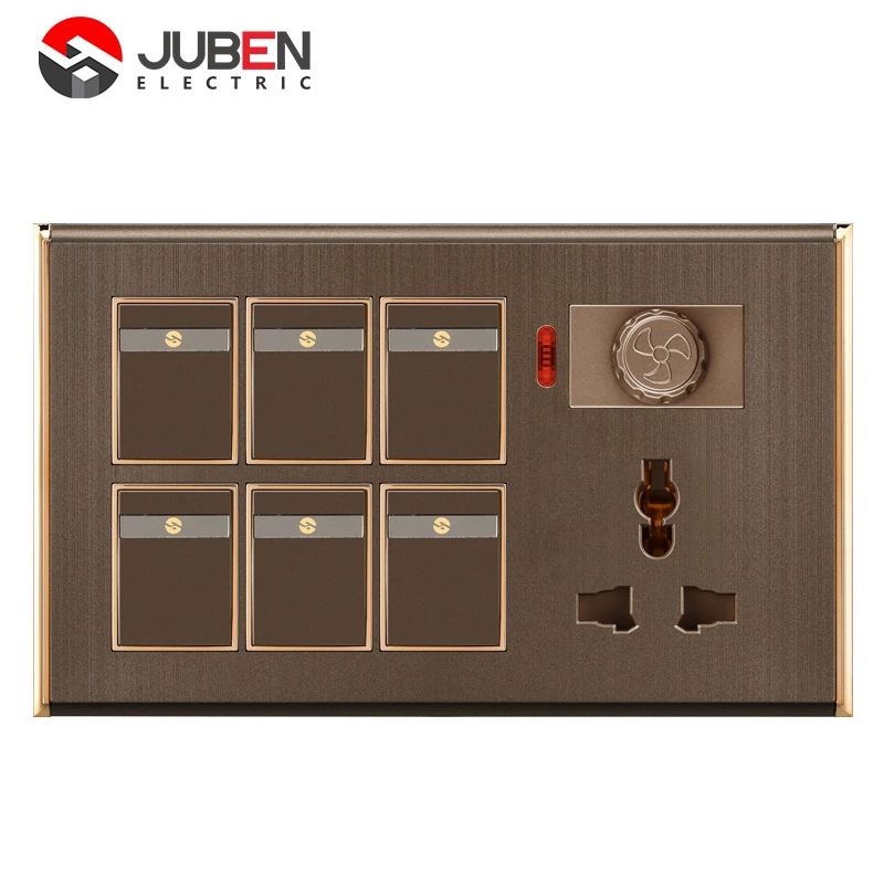 6 GANG SWITCH MFSOCKET AND INDICATOR WITH DIMMER