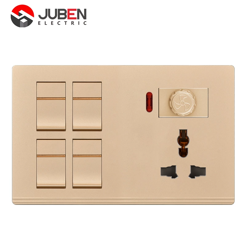 4 GANG SWITCH MFSOCKET AND INDICATOR WITH DIMMER