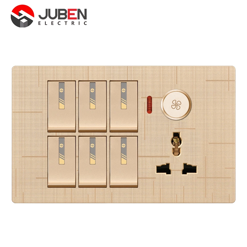 6 GANG SWITCH MFSOCKET AND INDICATOR WITH DIMMER