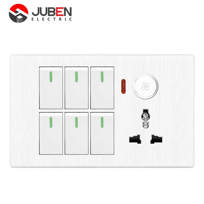 6 GANG SWITCH MFSOCKET AND INDICATOR WITH DIMMER