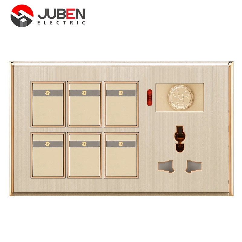 6 GANG SWITCH MFSOCKET AND INDICATOR WITH DIMMER
