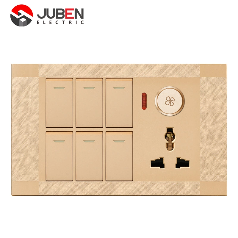 6 GANG SWITCH MFSOCKET AND INDICATOR WITH DIMMER
