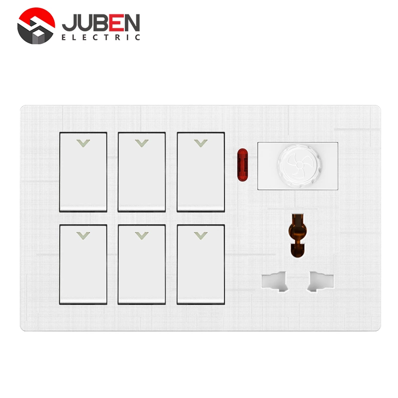 6 GANG SWITCH MFSOCKET AND INDICATOR WITH DIMMER