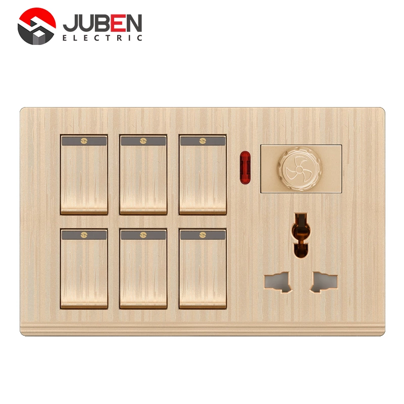 6 GANG SWITCH MFSOCKET AND INDICATOR WITH DIMMER