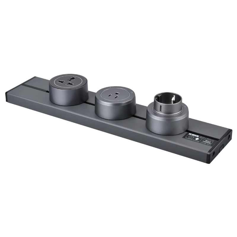 Aluminum Wall Track Socket Recessed Track EU Removable Modular Power Rail Plug System Desktop Power Socke