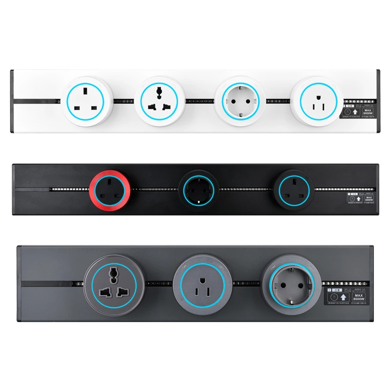 Aluminum Wall Track Socket Recessed Track EU Removable Modular Power Rail Plug System Desktop Power Socke