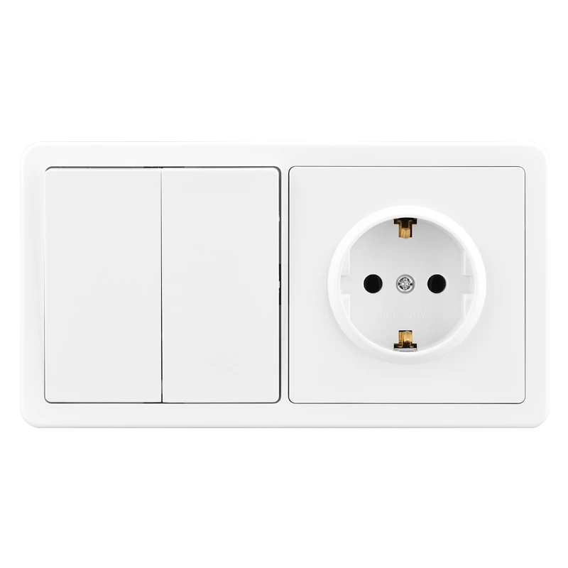 2 GANG 1 WAY SWITCH EUROPEAN SOCKET