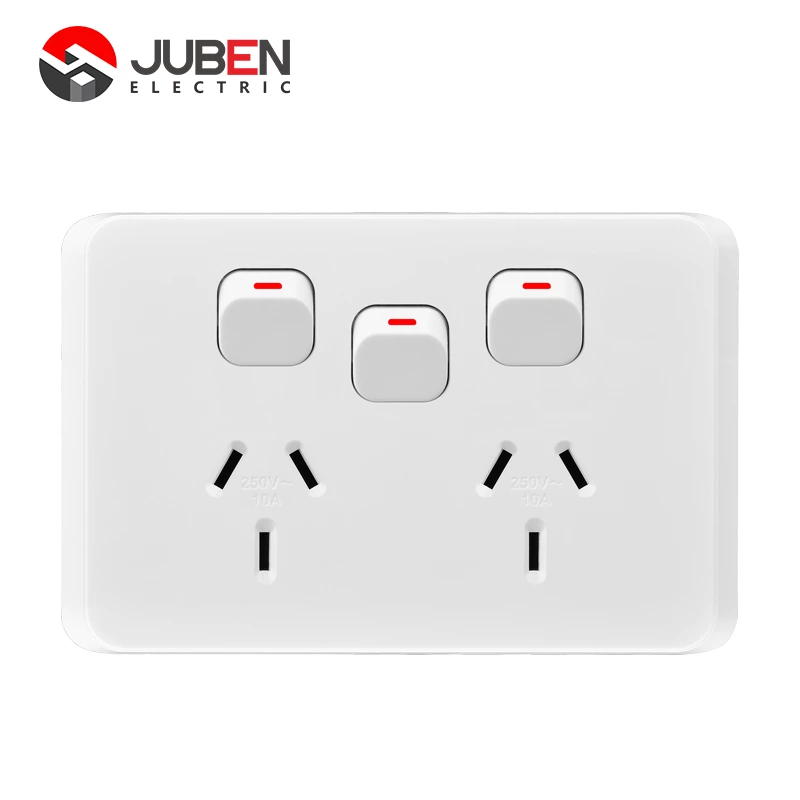 15A HORIZONTAL DOUBLE POWER POINTSWITH EXTRA SWITCH