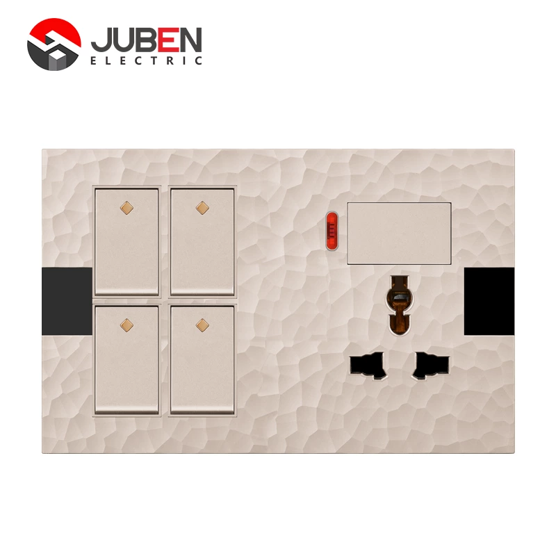 4 GANG SWITCH MF SOCKET  AND INDICATOR WITH DIMMER  PROVISION