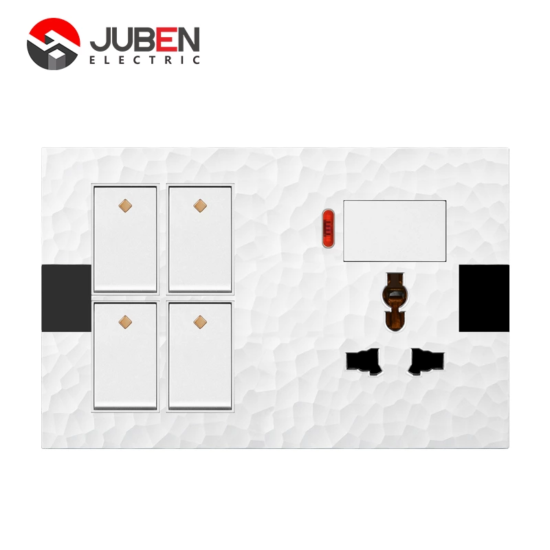 4 GANG SWITCH MF SOCKET AND INDICATOR WITH DIMMER PROVISION