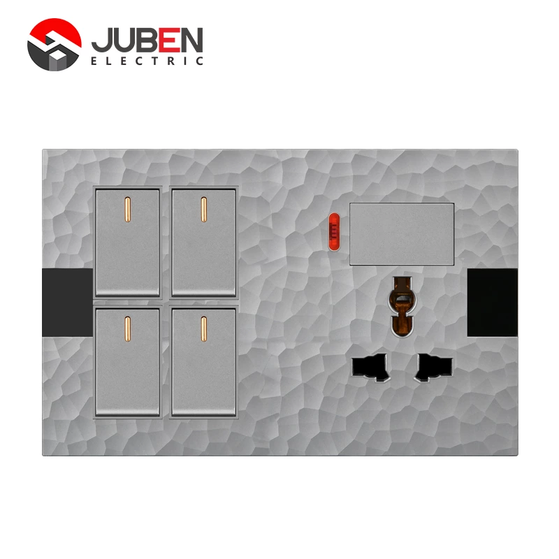 4 GANG SWITCH MF SOCKET AND INDICATOR WITH DIMMER PROVISION