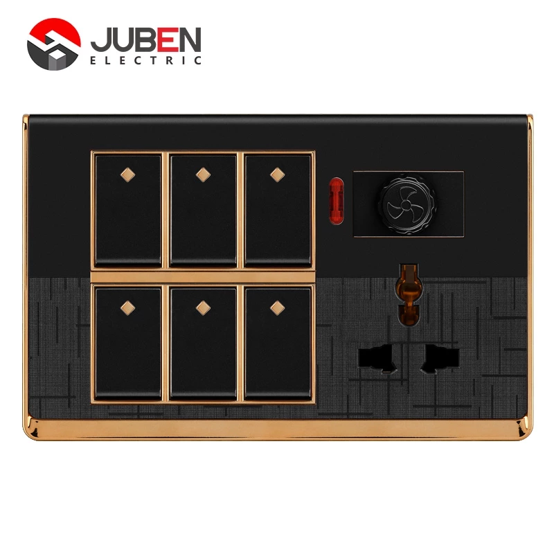 6 GANG SWITCH MFSOCKET AND INDICATOR WITH DIMMER