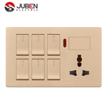 6 GANG SWITCH MF SOCKET AND INDICATOR WITH DIMMER PROVISION