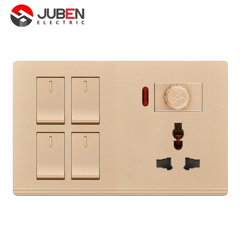 4 GANG SWITCH MFSOCKET AND INDICATOR WITH DIMMER