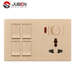 4 GANG SWITCH MFSOCKET AND INDICATOR WITH DIMMER