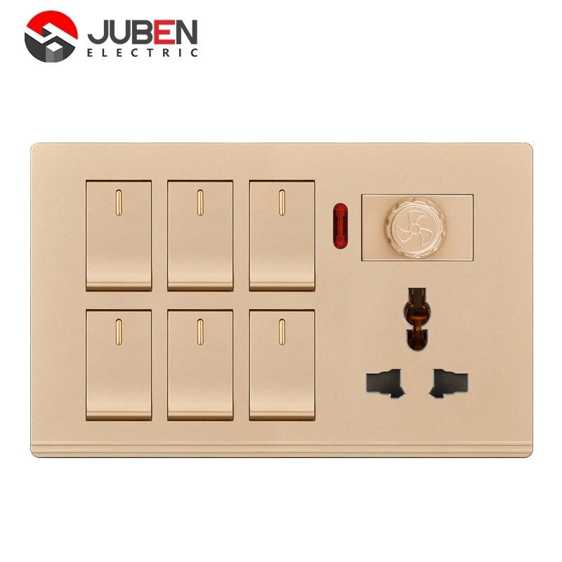 6 GANG SWITCH MFSOCKET AND INDICATOR WITH DIMMER