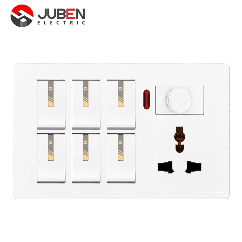 6 GANG SWITCH MFSOCKET AND INDICATOR WITH DIMMER