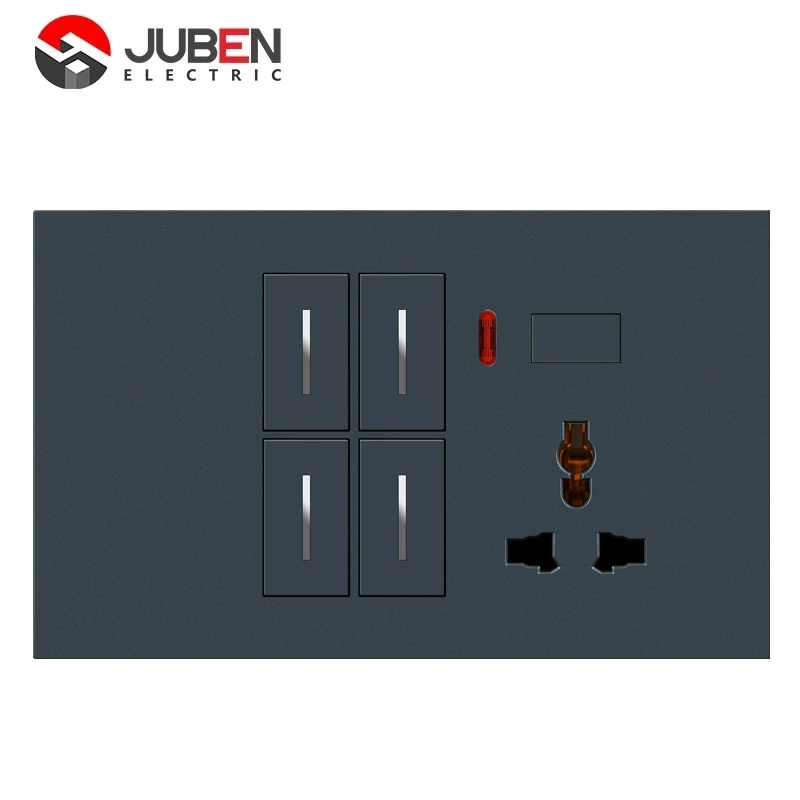 4 GANG SWITCH MF SOCKET AND INDICATOR WITH DIMMER PROVISION