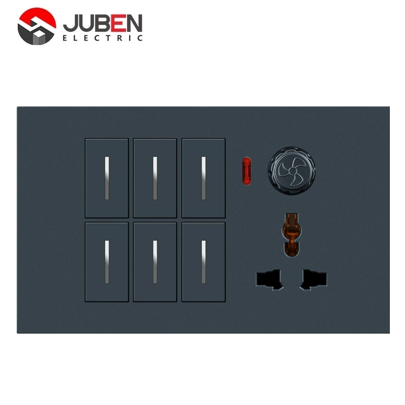 6 GANG SWITCH MFSOCKET AND INDICATOR WITH DIMMER