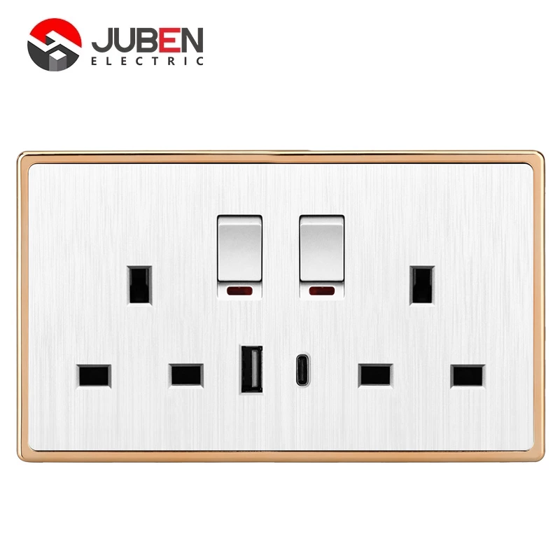 DOUBLE 13A SWITCHED SOCKET C PORT USB WITH LIGHT