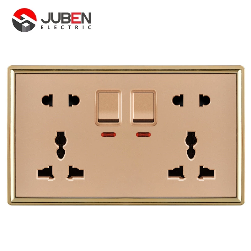 DOUBLE 5PIN MULTI SWITCHED SOCKET WITH LIGHT
