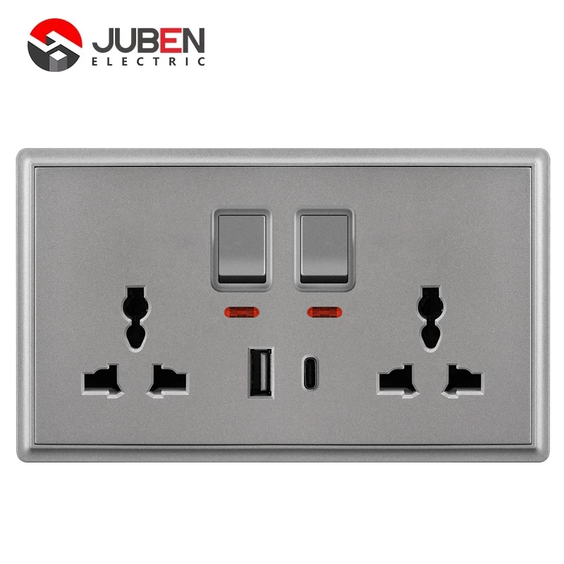DOUBLE 13A MULTI SWITCHED SOCKET C PORT USB WITH LIGHT