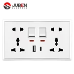 DOUBLE 5PIN MULTI SWITCHED SOCKET WITH LIGHT C PORT USB