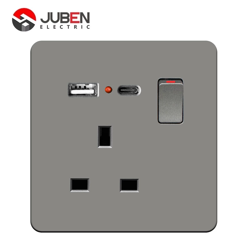 SINGLE 13A SWITCHED SOCKET + C PORT USB WITH LIGHT