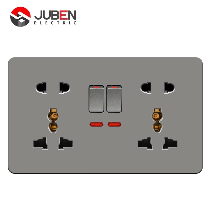 DOUBLE 5PIN MULTI SWITCHED SOCKET WITH LIGHT