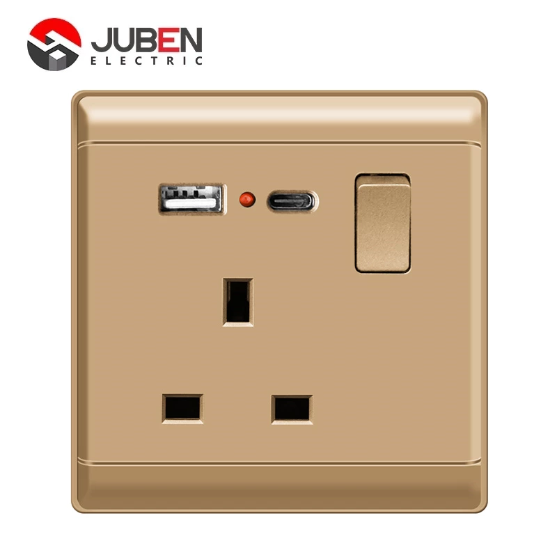 SINGLE 13A SWITCHED SOCKET + C PORT USB WITH LIGHT
