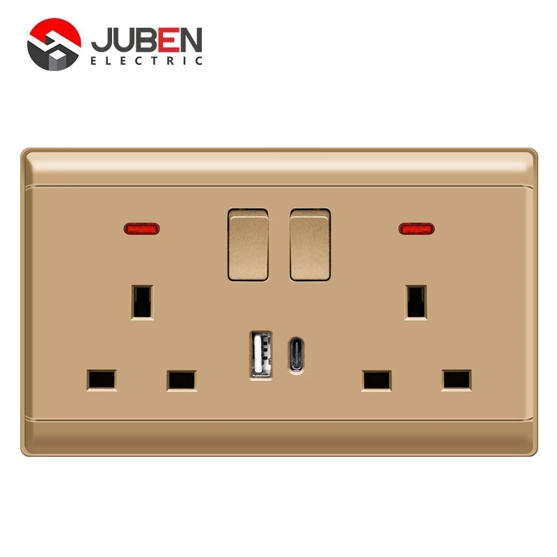 DOUBLE 13A SWITCHED SOCKET + C PORT USB WITH LIGHT